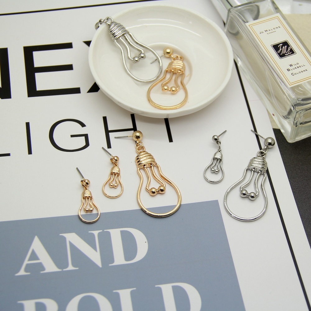 Unique Minimalist Light Ball Drop Earrings - Picture 3 of 5